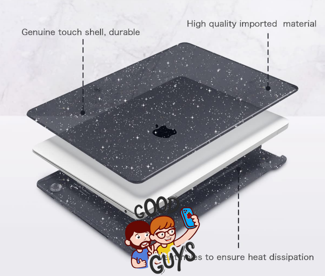 Накладка MacBook HardShell Case 16 Pro (2021-2024) М1/М2/М3/M4/M5 (A2485/A2780/А2991/A3403/A3186/A3428) Black Glitter 1435-27 фото
