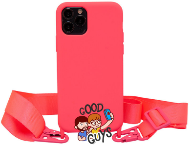 Чохол силіконовий з ремінцем Crossbody для iPhone 14 Plus Neon Pink 1204-6 фото