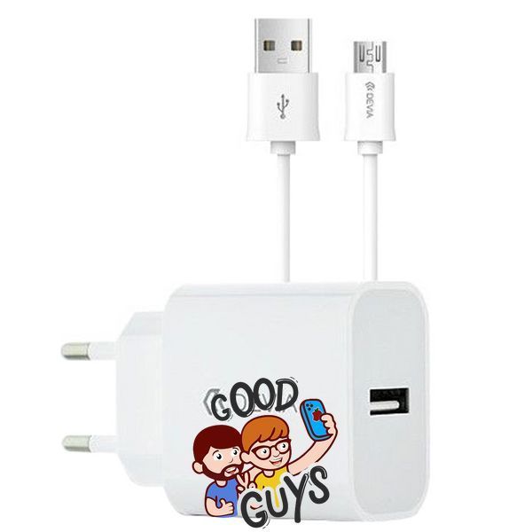 Комплект DEVIA [Адаптер USB + Кабель micro-USB] Smart Series Charger Suit V3 (EU,5V,2A) White 529-0 фото