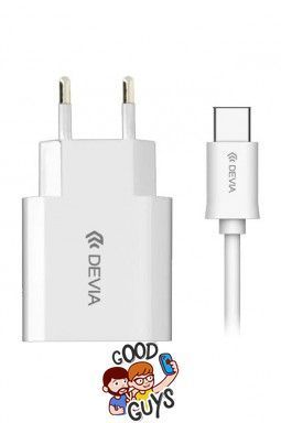Комплект DEVIA [Адаптер USB + Кабель Type-C] Smart Series Charger Suit V3 (EU,5V,2A) White 529-1 фото