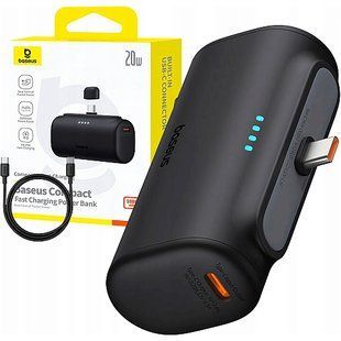Павер бенк Baseus Compact Fast Charging Power Bank Type-C Edition 5000mAh 20W Black P10068306113-00 Black 3018-0 фото