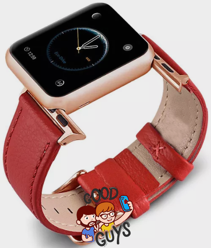 Ремінець Leather Bands для Apple Watch 38mm,40mm,41mm,42mm(10,11S) Red-Gold 1234-10 фото