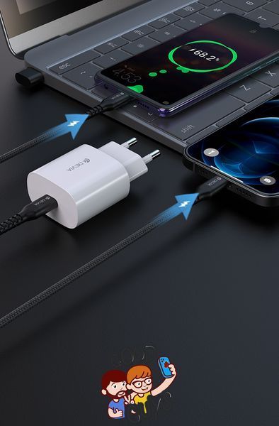 Адаптер DEVIA [USB-C] Smart Series PD Quick Charger EU 20W White Круглий 525-2 фото