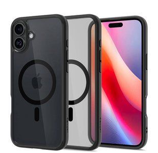 Чохол прозорий Spigen Crystal Black with MagSafe iPhone 16 2567-0 фото