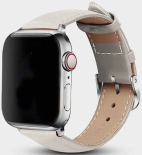 Ремінець Leather Bands для Apple Watch 38mm,40mm,41mm,42mm(10,11S) White-Silver 1234-13 фото