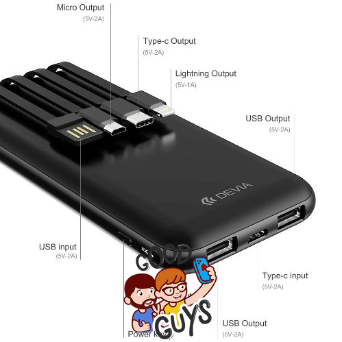 Павер банк DEVIA Kintone Series Build-In 4 Cables 10000mah White 581-1 фото