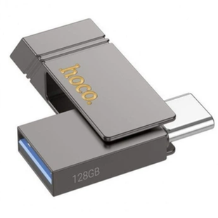 Флеш-накопичувач USB-A/C HOCO UD14 Clever USB3.2 Type-C mini flash drive 128Gb Metal Gray 4327-1 фото