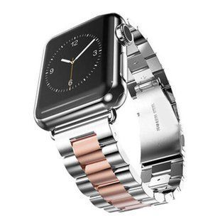 Ремінець Steel Band 3 Beats for Apple Watch 42,44,45, 46mm(10,11S),49mm(ultra 1-3S) Silver-Rose Gold 280-4 фото
