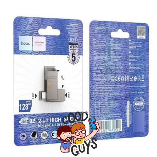 Флеш-накопичувач USB-A/C HOCO UD14 Clever USB3.2 Type-C mini flash drive 128Gb Metal Gray 4327-1 фото