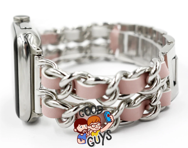 Ремінець Desay Chanell 38,40,41,42mm(10,11S) Silver-Pink 1423-3 фото
