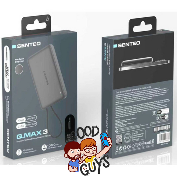 Power Bank Senteo Q.MAX 3 Ultra Slim 10000 mah 15W Type-C 22.5W Gray 4502-0 фото