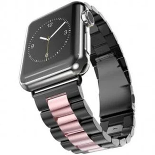 Ремінець Steel Band 3 Beats for Apple Watch 42,44,45, 46mm(10,11S),49mm(ultra 1-3S) Black-Pink 280-7 фото