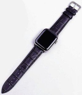Ремінець Leather Bands для Apple Watch 38mm,40mm,41mm,42mm(10,11S) Aligator-Black/Gold 1234-0 фото