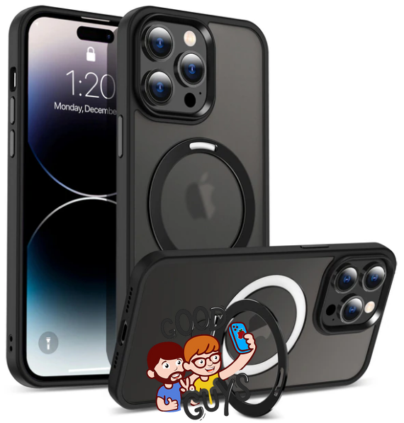 Чохол Crystal Matt з підставкою MagSafe iPhone 15 Pro Max Black 1680-0 фото