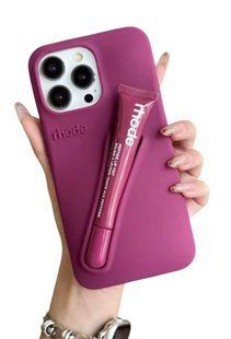 Чохол Lipstick case Rhode з місцем для блиску для iPhone 14 Pro Raspberry (блиск у комплекті) 2419-5 фото