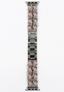 Ремінець Desay Chanell 42,44,45,46mm(10,11S),49mm(ultra 1-3S) Silver-Pink 1424-3 фото