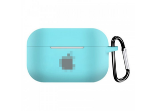 Чохол AirPods Pro з лого та карабіном Sea Blue 268-23 фото