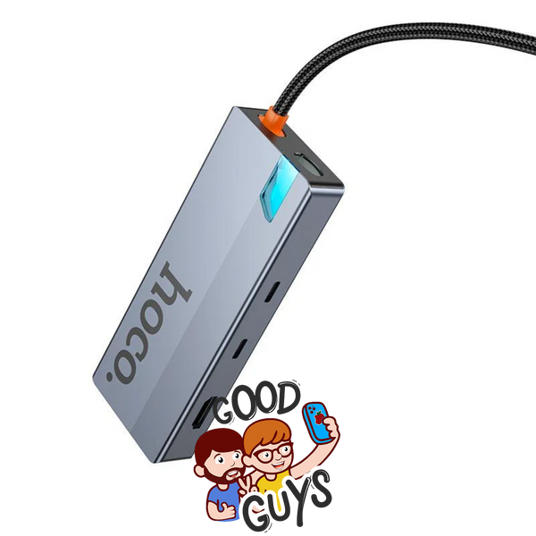 Хаб Type-C(PD) HOCO HB52 Wow 8in1 multi-converter (HDTV+RJ45+SD/TF+PD+TYPE-C3.0+USB3.0*2) Gray 4242-0 фото