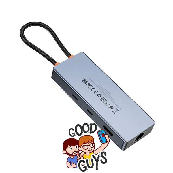 Хаб Type-C(PD) HOCO HB52 Wow 8in1 multi-converter (HDTV+RJ45+SD/TF+PD+TYPE-C3.0+USB3.0*2) Gray 4242-0 фото