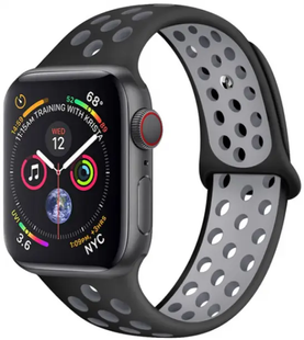 Ремінець Sport Band Nike 38,40,41,42mm(10,11S) Black - Grey 283-13 фото