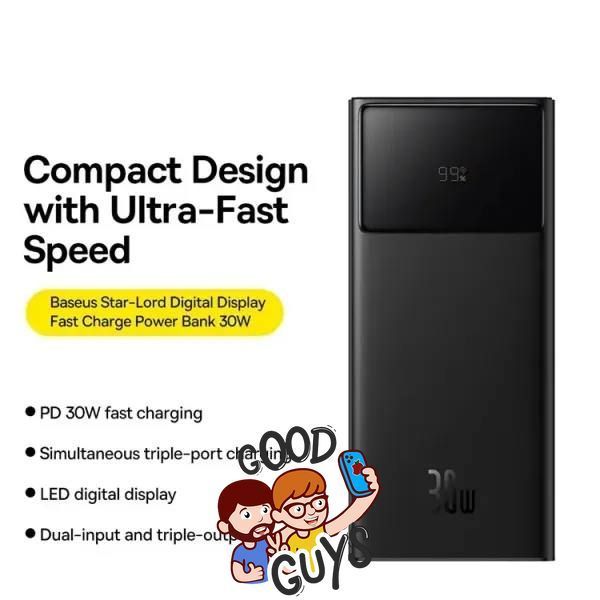 Павер бенк Baseus Star-Lord Digital Display Fast Charging 30000 mAh 30W White 3023-0 фото