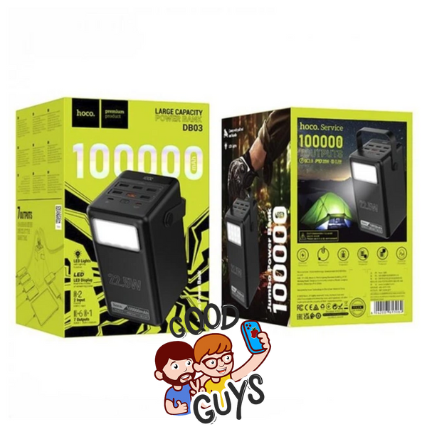 Power Bank Hoco DB03 Endure 100000mAh 22.5W з ліхтариком Black 4259-0 фото