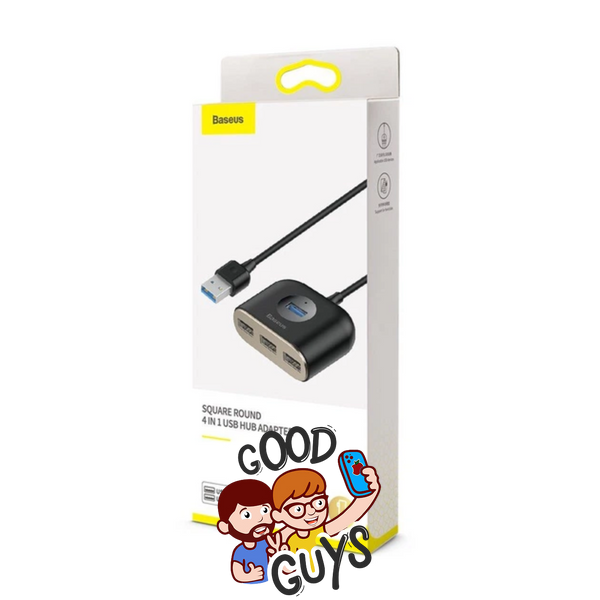 USB-хаб Baseus CAHUB-AY01 Square round 4 in 1 USB HUB Adapter(USB3.0 TO USB3.0*1+USB2.0*3) 1m Black 4243-0 фото