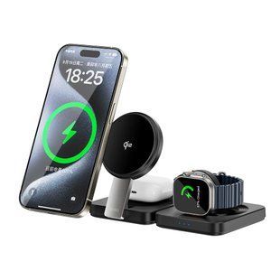 Бездротова зарядка WIWU (Wi-W028) Qi2.0 Folding Wireless Charger 3in1 Series Black 2726-1 фото