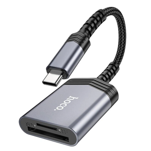 Кардрідер Type-C HOCO UA25 2-in-1 Card Reader (USB 2.0) SD/TF, 480 Mbps Gray 4244-0 фото