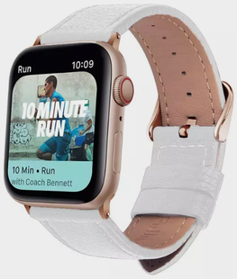 Ремінець Leather Bands для Apple Watch 42mm,44mm,45mm,46mm(10,11S),49mm(ultra 1-3S) White-Gold 1235-8 фото
