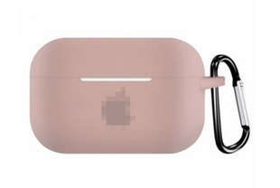 Чохол AirPods Pro з лого та карабіном Pink Sand 268-27 фото