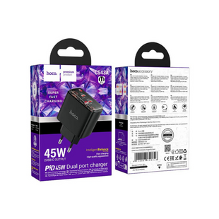 Адаптер Hoco SC43A Smart PD 45W (2&times;Type-C) Black 3174-0 фото