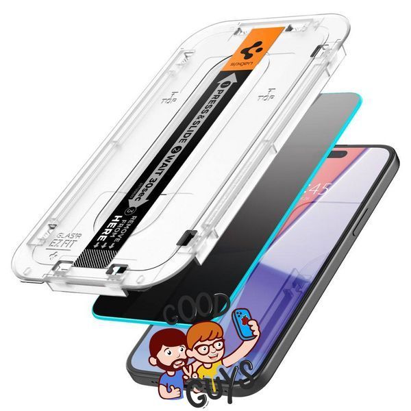 Скло Антишпигун Spigen GLAStR EZ FIt з рамкою для встановлення для iPhone 16 2923-3 фото