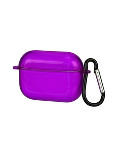 Чохол для AirPods 1,2 Neon case напівпрозорий з карабіном Purple 2363-6 фото