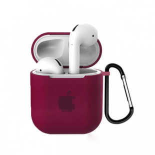 Чохол AirPods 1/2 з лого та карабіном Marsala 265-6 фото