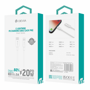 Кабель DEVIA [Ligtning to Type-C] PD Charging 20W 1m 545-0 фото