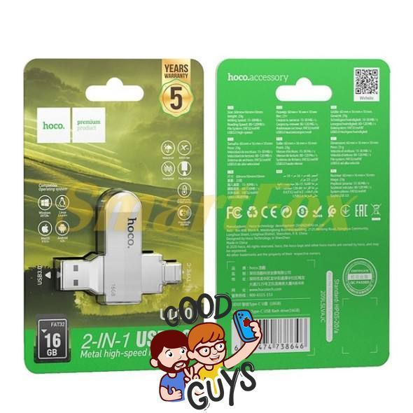 Флеш-накопичувач USB-A/C HOCO UD10 Wise Type-C-USB flash drive 16Gb Silver 2802-0 фото