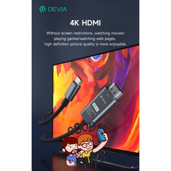 Кабель DEVIA [Type-C to HDMI] Storm Series Cable (Updated) Black 2243-0 фото