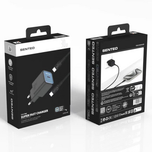 Комплект Senteo Z-16C Set Fast Charger 30W (USB-C + USB-C кабель) Black 3175-0 фото