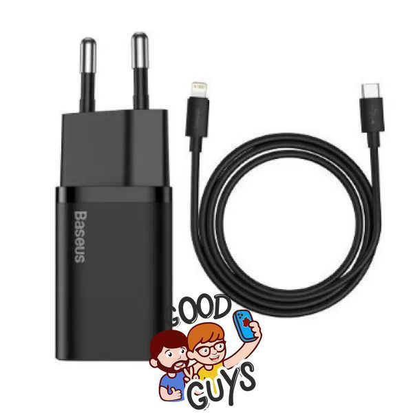 Комплект BASEUS [Адаптер USB-C + Кабель Lightning] Super Si Quick Charger 20W Black 1939-1 фото