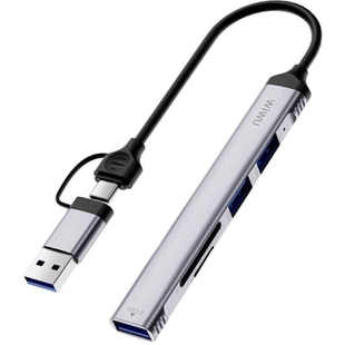 Адаптер WIWU [Wi-HB003] ZOLO 5in1 USB-C/USB3.0 to 2xUSB2.0+USB3.0+SD/MicroSD Gray 4336-0 фото