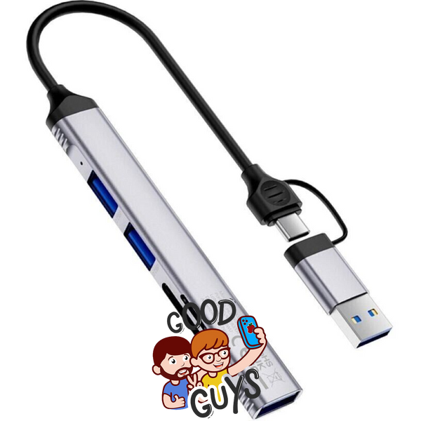 Адаптер WIWU [Wi-HB003] ZOLO 5in1 USB-C/USB3.0 to 2xUSB2.0+USB3.0+SD/MicroSD Gray 4336-0 фото