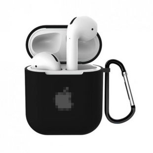 Чохол AirPods 1/2 з лого та карабіном Black 265-10 фото