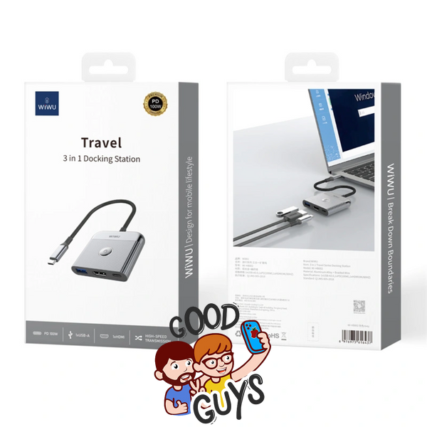 Адаптер Wiwu Wi-HB002 Docking Station 3in1 [USB-C to USB-C + HDMI + USB3.0] Gray 4337-0 фото