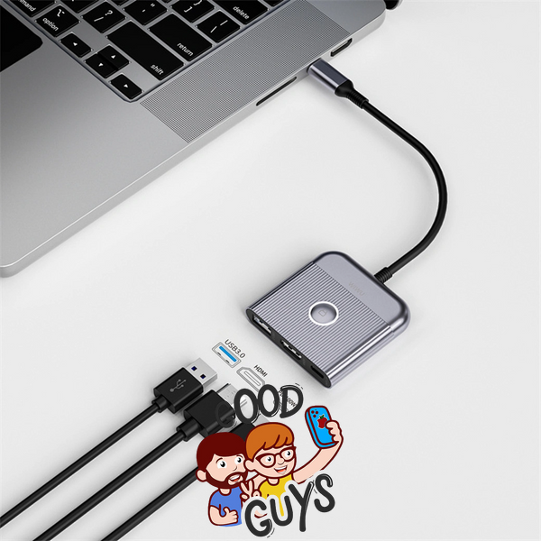 Адаптер Wiwu Wi-HB002 Docking Station 3in1 [USB-C to USB-C + HDMI + USB3.0] Gray 4337-0 фото