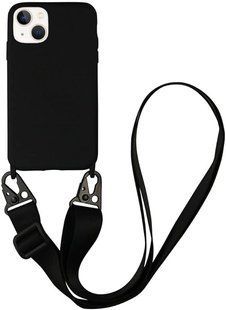 Чохол силіконовий з ремінцем Crossbody для iPhone 16 Black 2593-1 фото