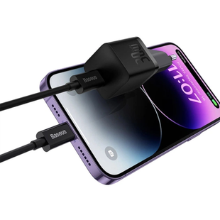 Комплект Baseus [Адаптер Type-C + Кабель Type-C] GaN5 Mini 30W Fast Charger Black 4451-0 фото
