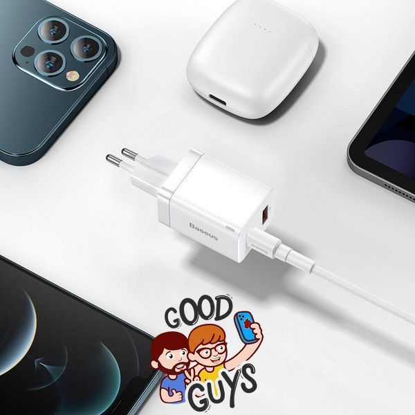 Зарядний пристрій BASEUS [USB+USB-C] Super Si Pro Quick Charger 30W 3A White 2778-0 фото