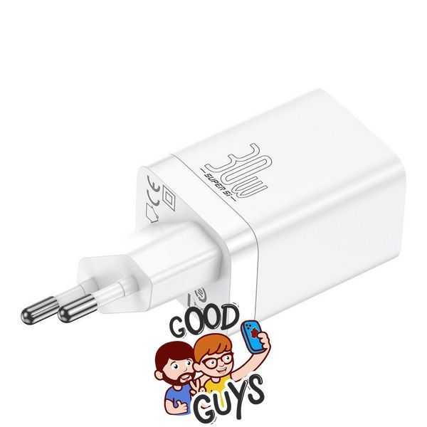 Зарядний пристрій BASEUS [USB+USB-C] Super Si Pro Quick Charger 30W 3A White 2778-0 фото