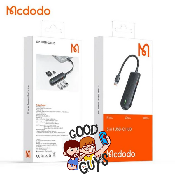 Адаптер Mcdodo [HU -1430] 5in1 , USB-C to 2xUSB3.0+USB2.0+SD/MicroSD Black 4339-0 фото